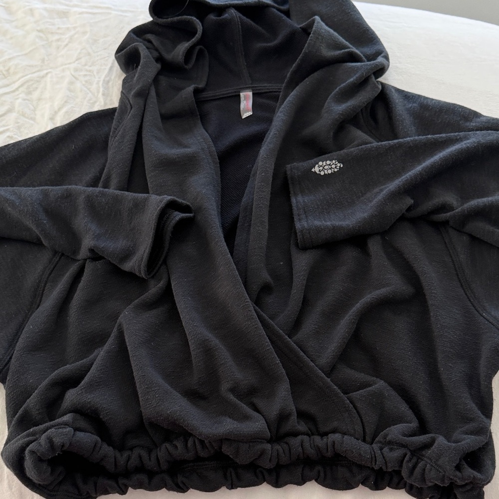 Black Hooded Wrap Cardigan
